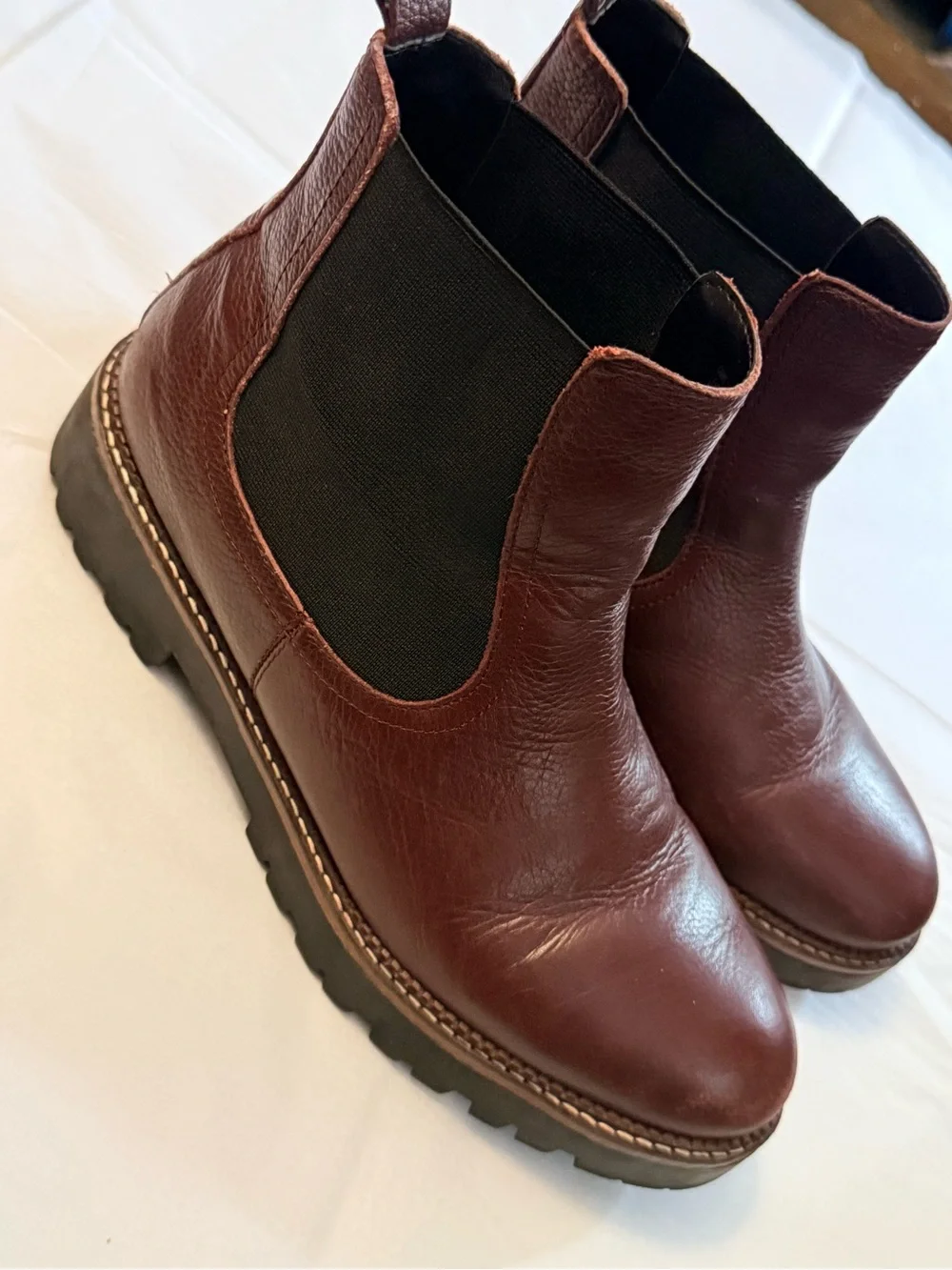 Caslon Men's Burgundy Leather water proof Chukka Boots with Black Elastic Panels